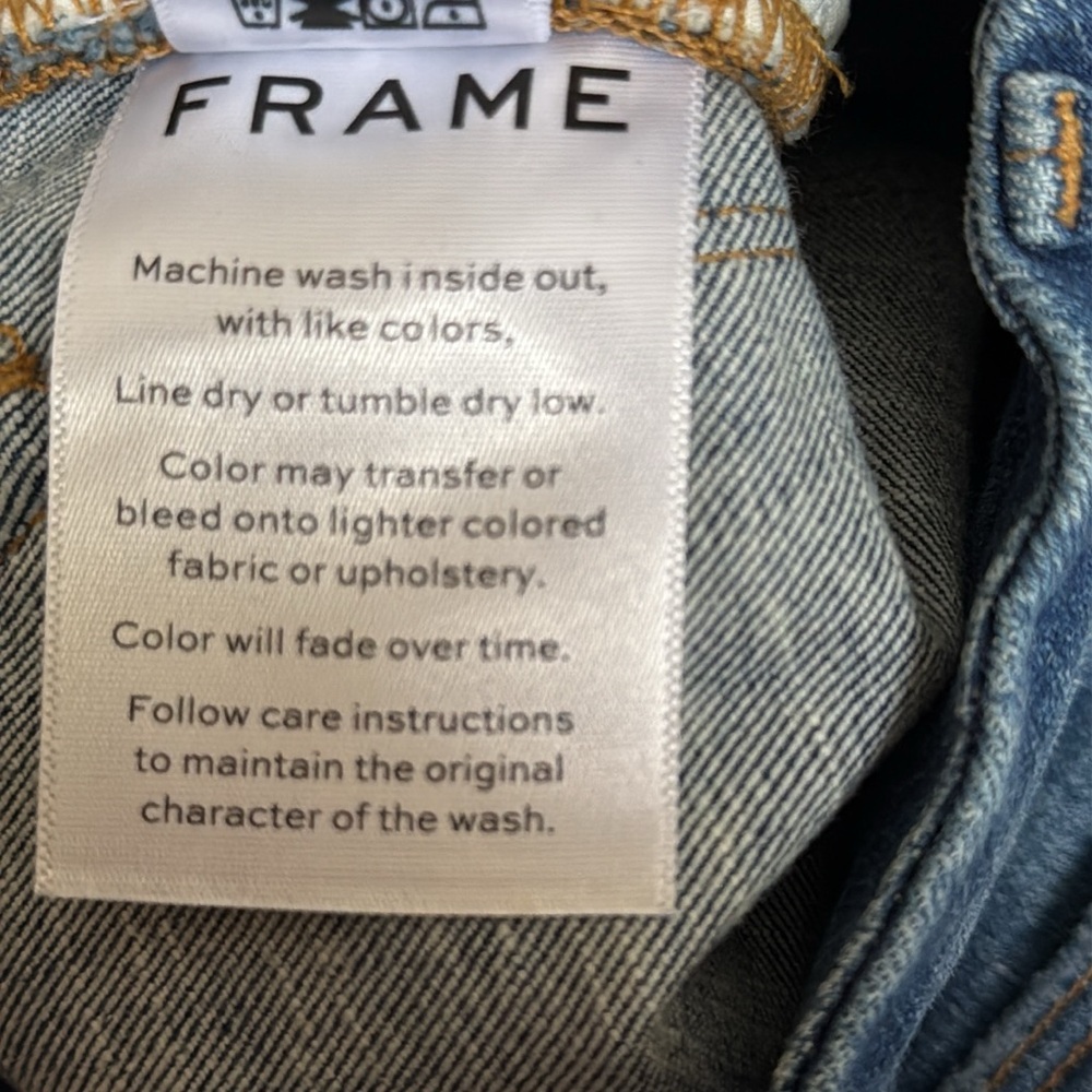 Frame Denim Le Crop Mini Boot Blue Distressed Jeans EUC  Sz 24 - Picture 6 of 7